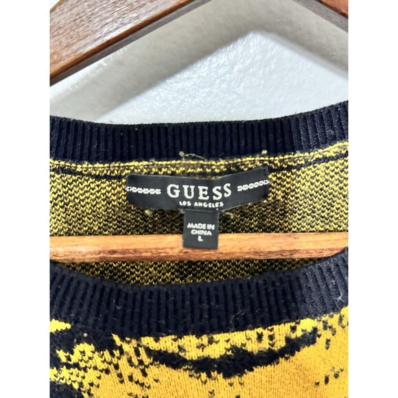 Guess Los Angeles Men’s Black Gold Baroque Sweater Size L Crewneck Knit - Picture 2 of 3